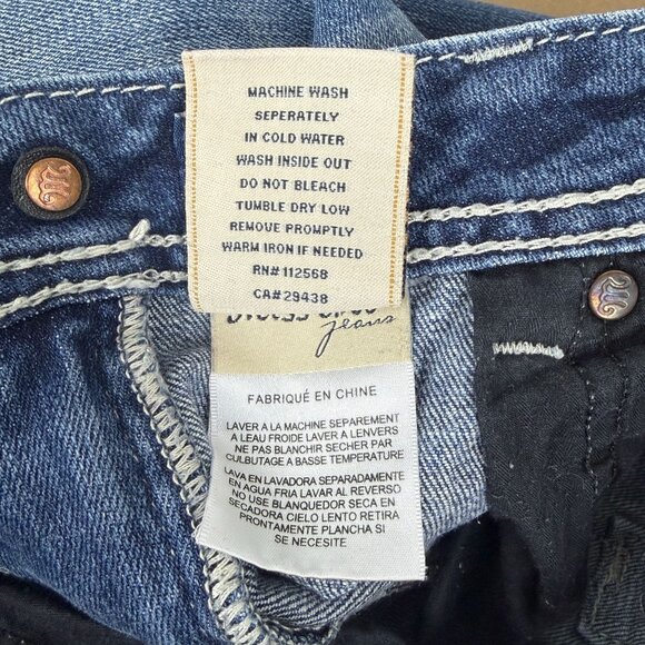 Miss Me Easy Boot Bling Flap Pocket Jeans Womens 30 Medium Wash Blue JE566ZER - Picture 10 of 11